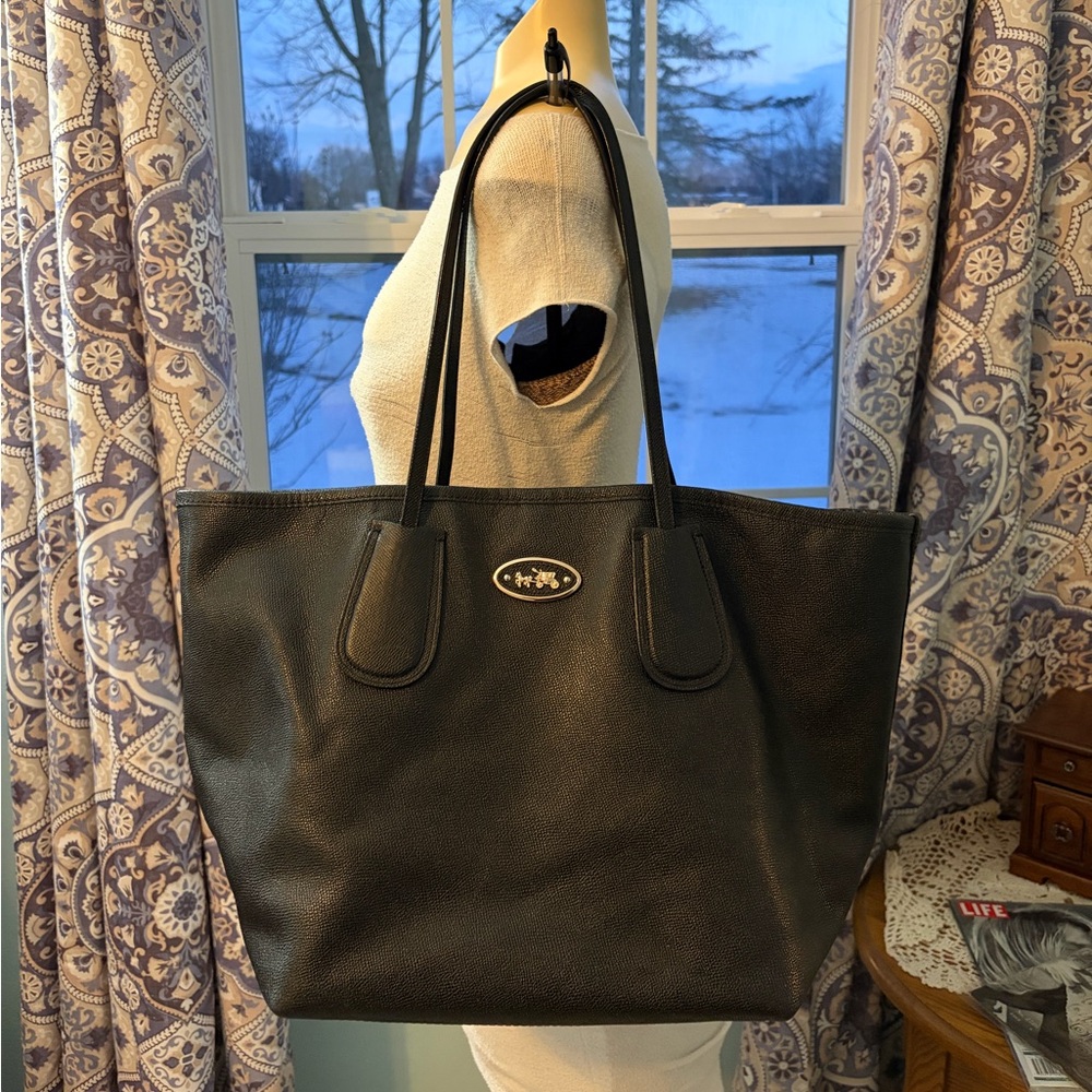 Large Black Coach Taxi Tote